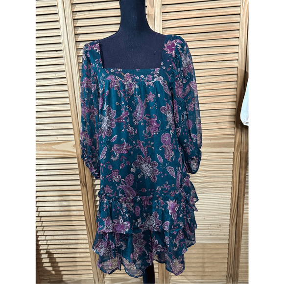 BAND OF THE FREE MANDY MINI DRESS IN PINE BERRY SQUARE NECK S-NEW - Picture 7 of 10